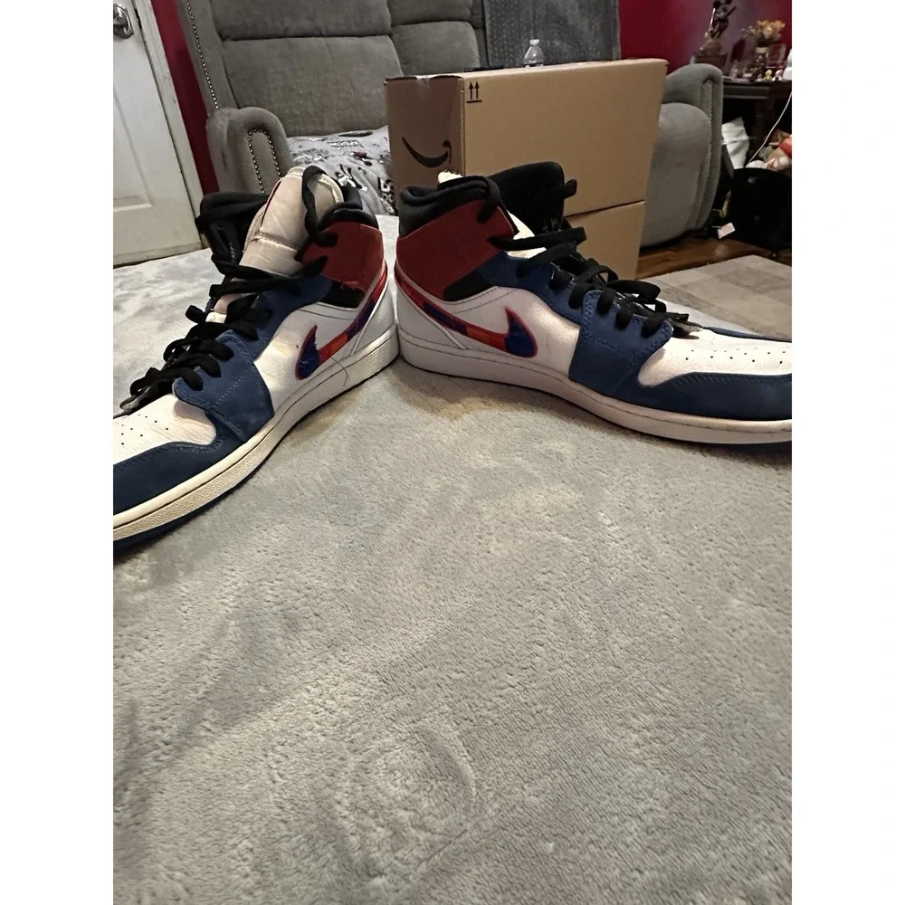 Nike Air Jordan 1 Mid Multi Color Swoosh‎ White Racer 13's 852542-146